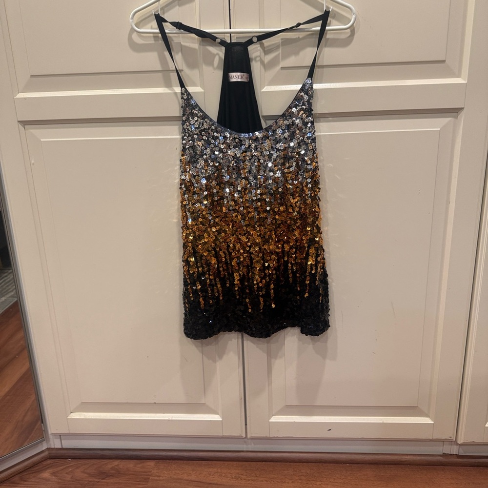 Sequin Ombre Cami Top - Gold & Silver - Picture 2 of 4